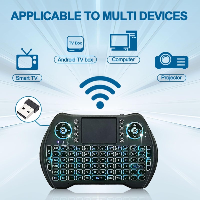 EASYTONE Backlit Mini Wireless Keyboard Touchpad Mouse Combo with Rechargable Li-ion Battery Multi-Media Keys, Handheld Keyboard for Android TV Box, Smart TV, X-Box, PC, Android Windows Linux MacOS - Image 4